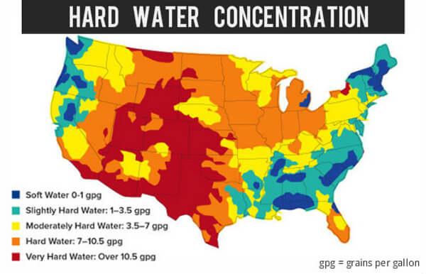 Hard water map of United States